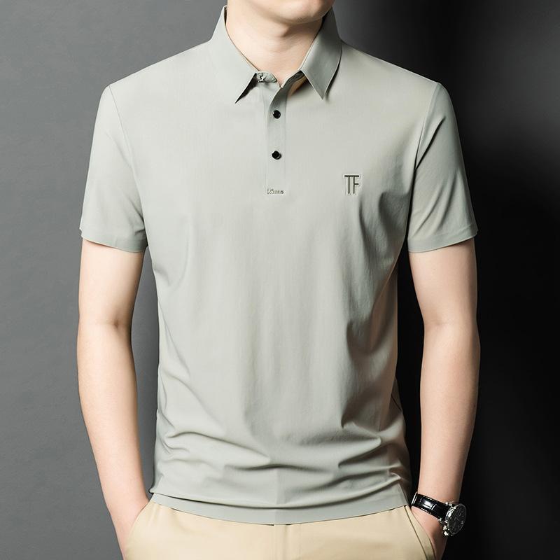 Herren Neues Kurzarm-Poloshirt, Neue Sommerbekleidung, Mittelalterliches Business Casual Dünnes T-Shirt Unterhemd