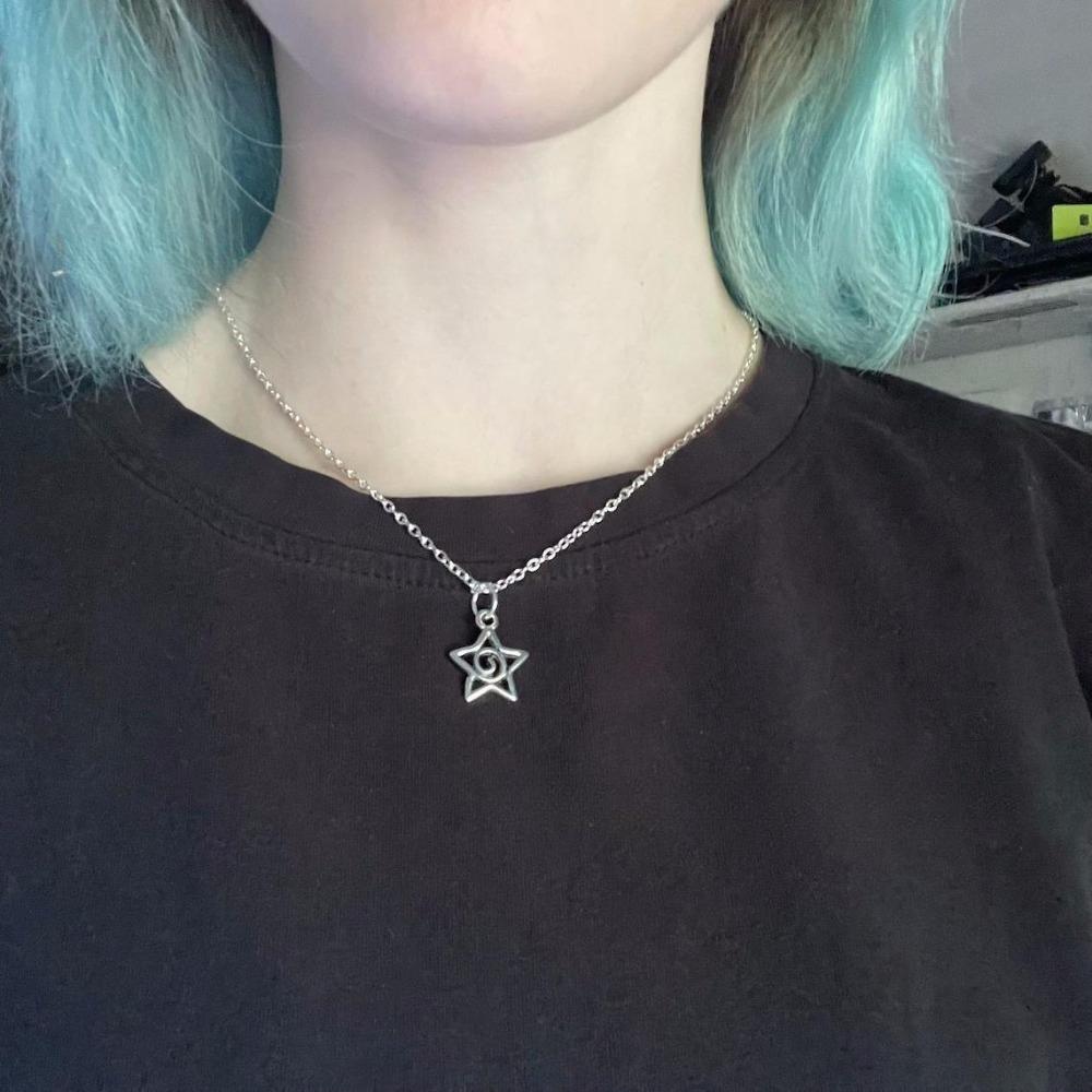 

Fashion Silver Color Star Vortex Hook Earrings Pendant Necklace Retro Punk Dangle Earrings for Women Jewelry Accessories Gifts