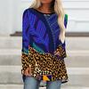 Plus Size Women Spring Floral Printed Comfy Long Sleeve Round Collar T-shirt Casual Baggy Mid Length Tee Tops