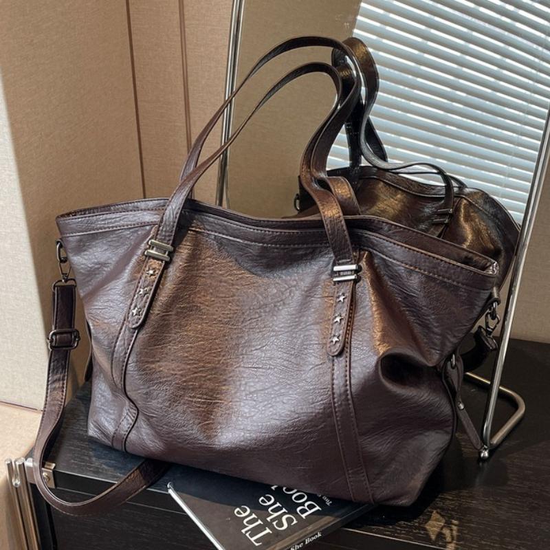 

Large Sized Tote Bags For Women Soft PU Leather Pure Color Large Capacity Shopper Shoulder Crossbody Bag Handbags