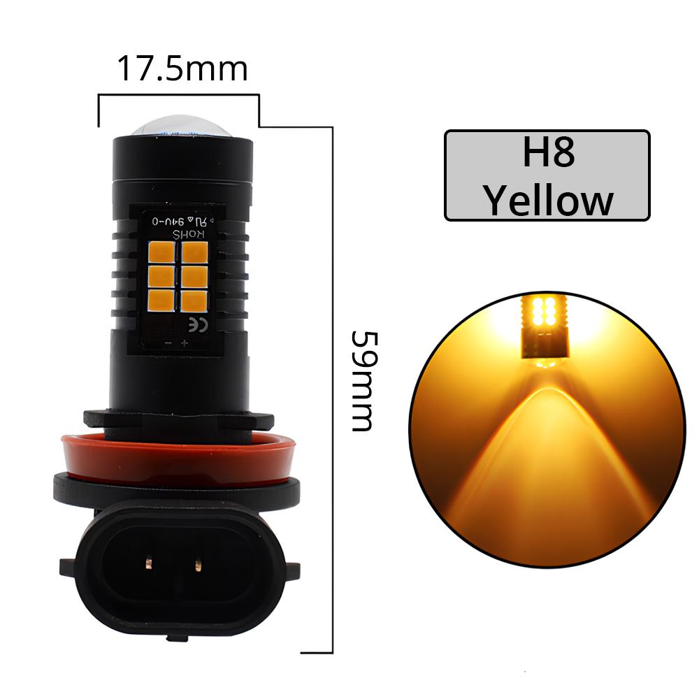 

Универсальные противотуманные фары, задние фонари для автомобиля, сигнал поворота, стоп-сигнал заднего хода, лампа R5W 3030, автомобильные фары H4/H7/H8/H16/9006 1200 лм H8 Yellow