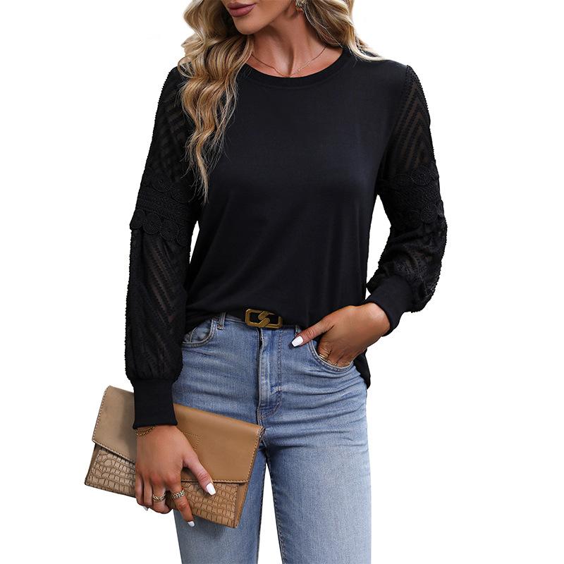 Damenbluse für Frühling und Herbst, modisch, einfarbig, bequem, lässig, langärmelig