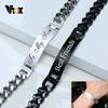 Vnox Free Personnalisez les noms des bracelets d'identification en acier inoxydable pour hommes, cadeau d'amour personnalisé pour père mari fils, largeur 9/12 mm