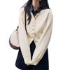 New single-breasted simple solid color round neck long-sleeved knitted cardigan women's versatile temperament sweater cardigan women's