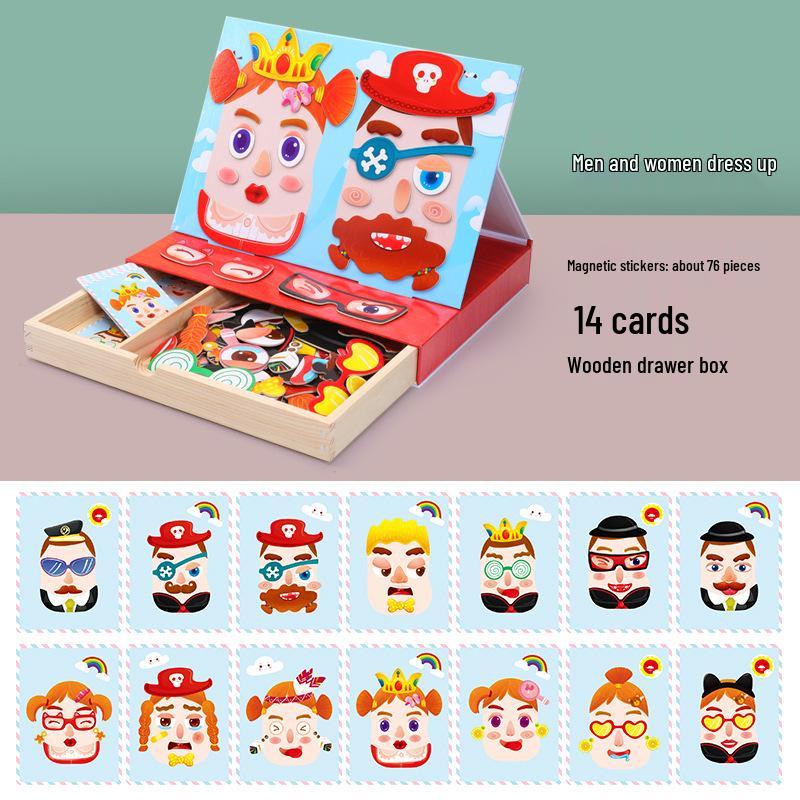 

Children s Wooden Magnetic Dress-Up Puzzle and Drawing Board