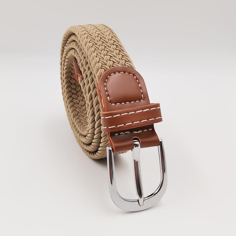 Men and Women Pin Buckle Canvas Belts, Thin Elastic Elastic Belts, Young Students Knitted Canvas Belts