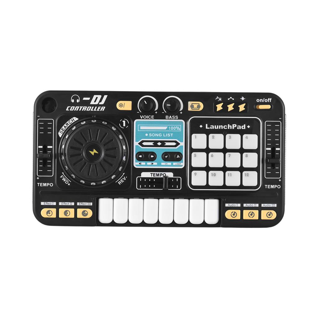 DJ Controller for Kids DJ Disc Player Electronic Keyboard BT DJ Mixer Table with Adjustable Microphone Dynamic Lighting