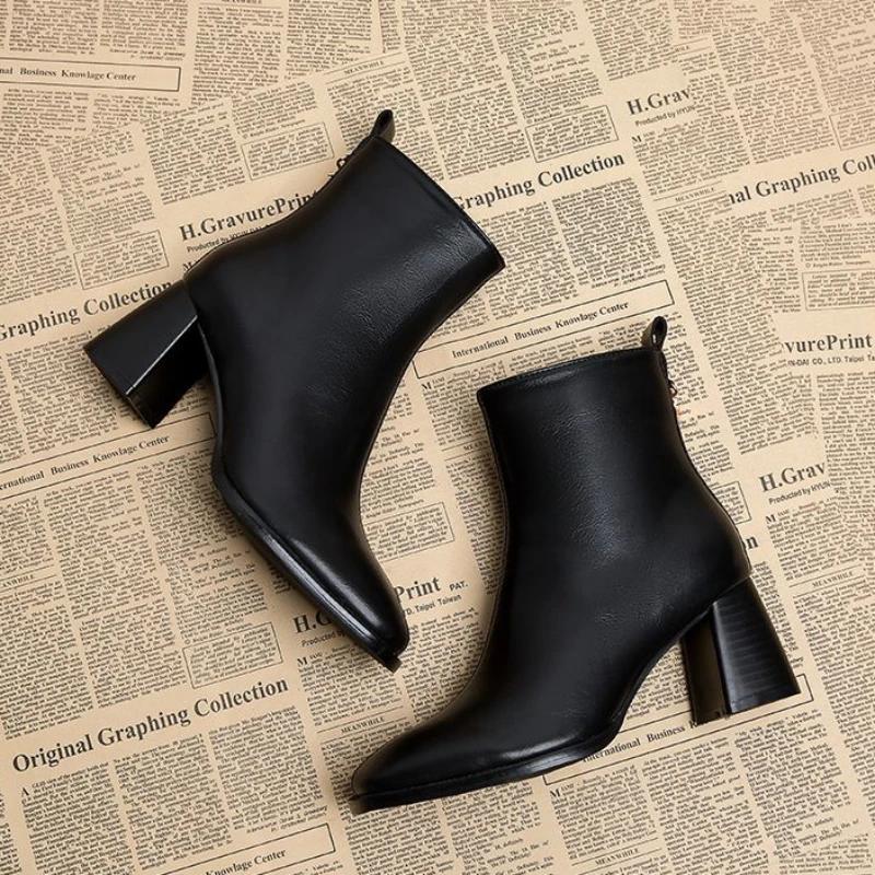 Модные теплые женские ботильоны большого размера черные ботильоны зима 2024 горячая мода удобные и элегантные осенняя распродажа женская короткая обувь 39 5115₽