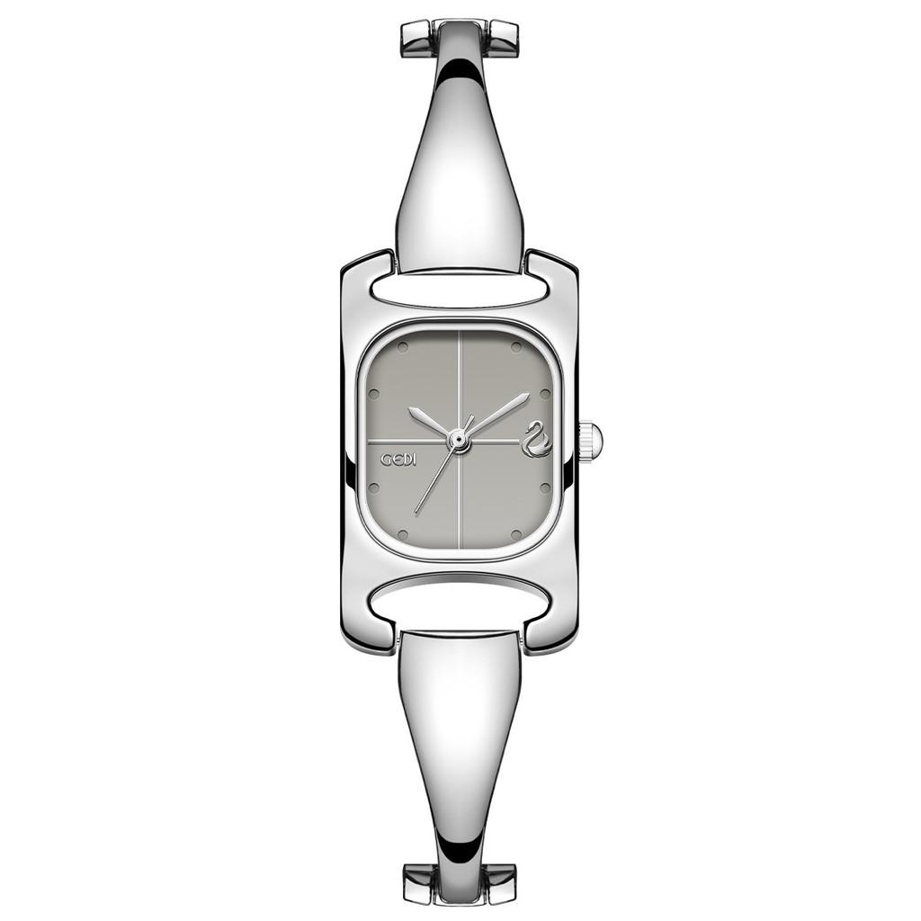 Женские квадратные кварцевые часы с дизайном в виде браслета для повседневной моды Gray