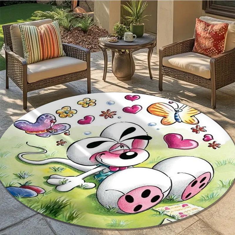 Diddl Round Area Rug,Carpet Rug for Living Room Bedroom Sofa Playroom Decor,Non-slip Floor Mat8
