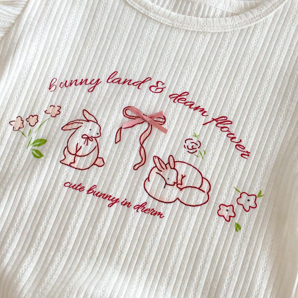 Baby Girls Cute Rabbit Print T Shirt Summer Short Sleeve Casual Fashion Top