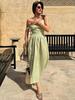 Solid Backless Beach Sling Dresses Women Summer Vintage V-neck Sleeveless Loose A-line Dress