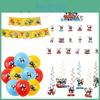 Ensemble de Décorations de Fête d'Anniversaire Thème Cuphead avec Design Tête Tasse à Thé Matériau Papier Vibrant