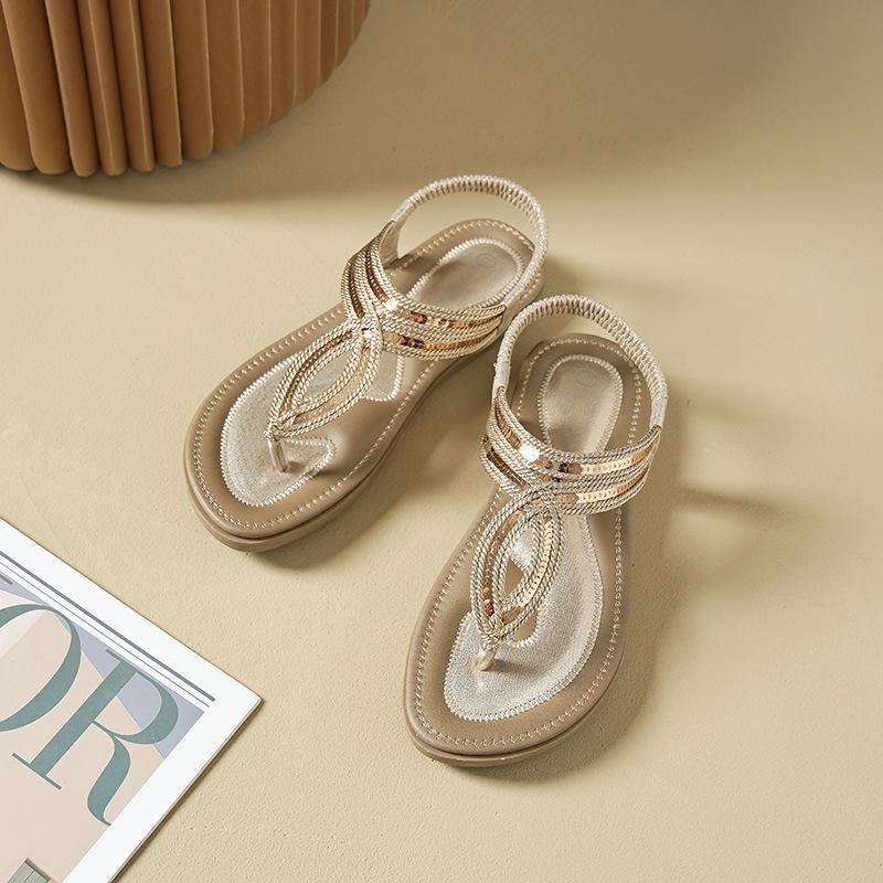 Women's Flats 2025 Summer Fashion Outdoor Non Slip Clip Toe Roman Sandals Lightweight Comfortable Breathable Luxury Casual Shoes