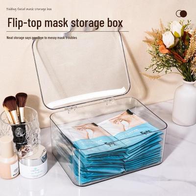 Transparent Mask Storage & Cosmetics Organizer - Dustproof Desktop Box for Home or Student Use
