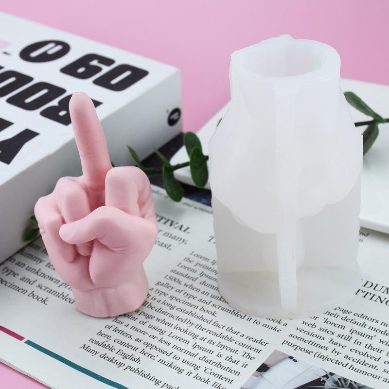 3D Silikonová forma se středním prstem pro DIY vonnou svíčku nebo sádrovou ozdobu