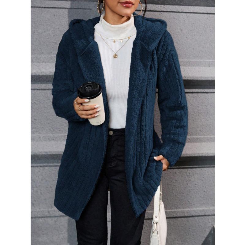 Fall And Winter New Warm Fashion Vertical Stripes Double-sided Polar Fleece Hooded Jacket