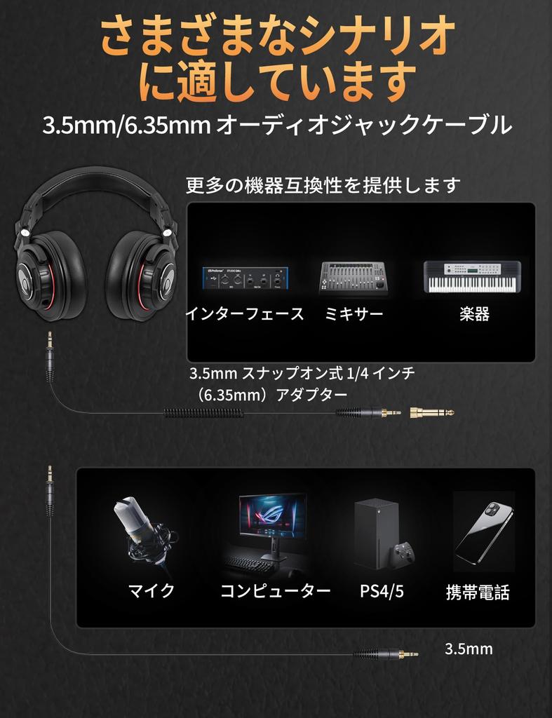 Talomen Professional Wired Monitor Headphones with 50mm Drivers for Studio Recording, Instrument Practice, Mixing, DJing, Video Editing, and