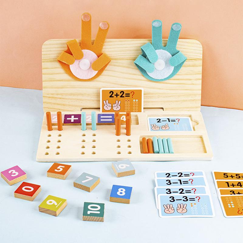 Kids Montessori Wooden Finger Numbers Counting Stick Palm Math Toy Children Counting Educational Toys Toddlers Intelligence Game