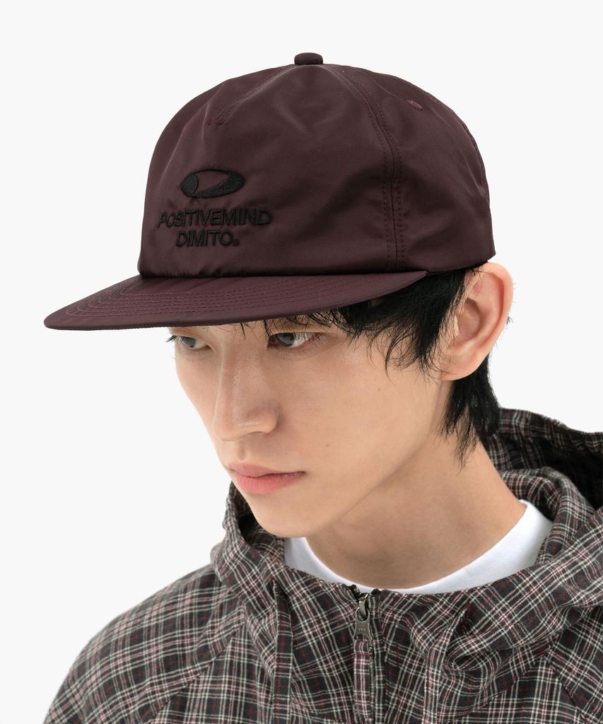 DIMITO Circle Logo Satin Trucker Cap Wine