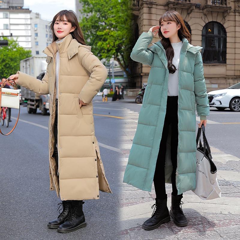 Winter new women's cotton-padded clothes long over the knee loose thickened warm extended down cotton clothes