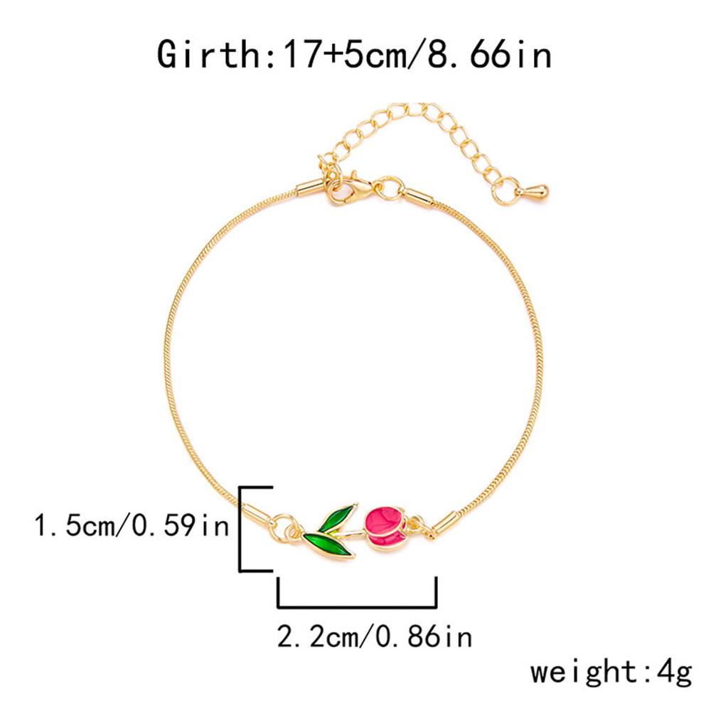 Koreanische Leichte Luxus Tulpenblumen Armbänder Für Frauen Elegante Bunte Emaille Florale Handgelenkketten Armband Hochzeit Party Schmuck