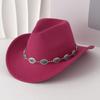 Turquoise Felt Fedora Hat Wide Curved Brim Western Cowgirl Hat  for Party Travel Costume