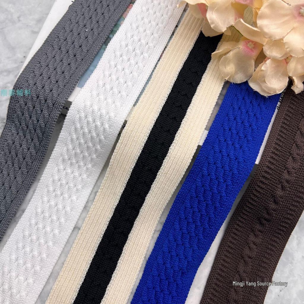 Soft, Elastic Knitted Tape with Widened Stripe for Clothing Accents and Decoration