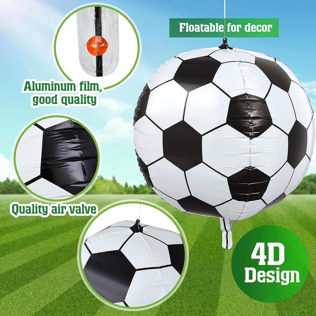 1 Stück 4D Fußball-Ballon, Geeignet für Geburtstagsfeiern mit Fußball-Thema, Sport-Themen-Geburtstagsparty-Zubehör