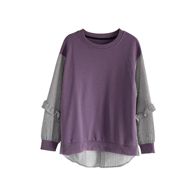 

New Korean Version Loose Lazy Style Long-sleeved Design Niche Round Neck Top 4XL