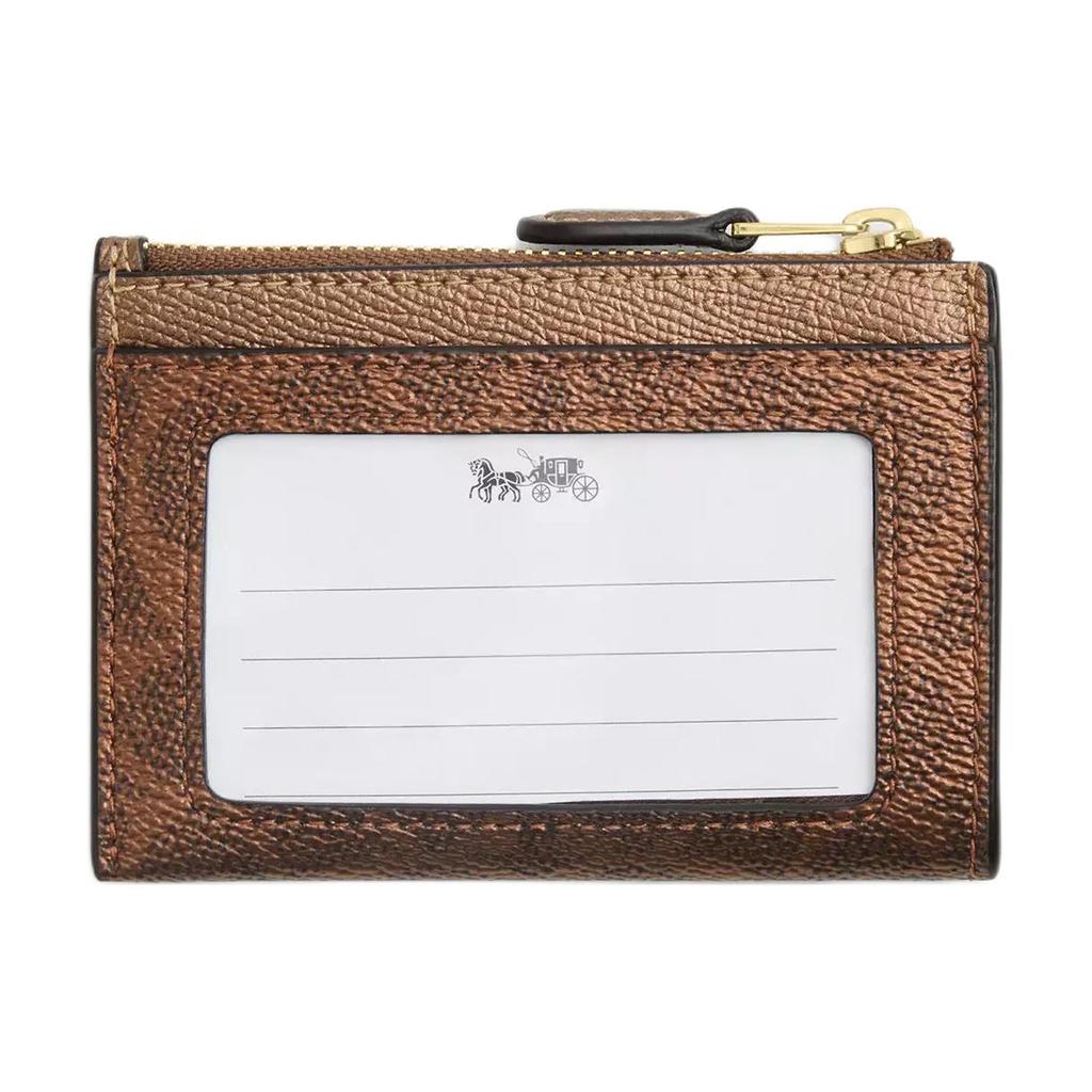 COACH Skinny Id CaseSignature Coated Canvas And Leather Card Holder Womens Brown