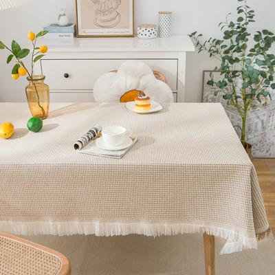 With Tassels Plaid Pattern Tablecloth Dust-proof Country Style Tablecover Modern Rectangle Furniture Cover Wedding