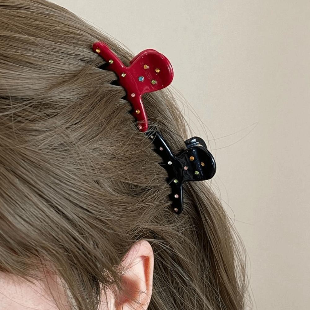 Acetic Acid Colorful Rhinestone Hair Clip Crystal Small Grab Clip Acetate Hairpin  Female