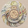 50 Retro Clock Graffiti Stickers - Vintage DIY Waterproof for Phone Cases & Luggage