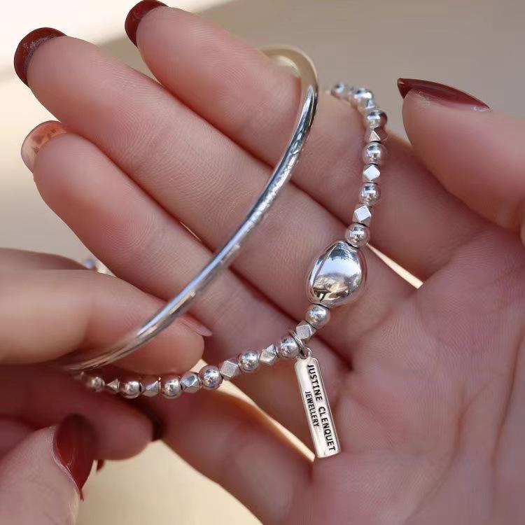 Koreanisches Damen-Smiley-Gesicht Mehrschichtiges Silberperlen-Armband 2024 Design