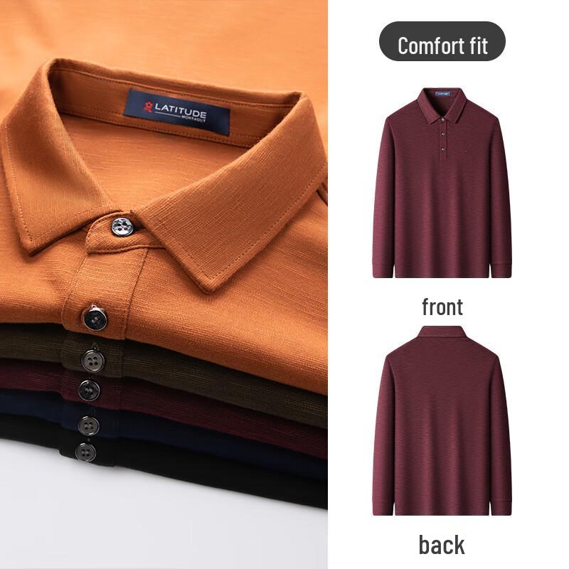 MONTAGUT Men's Long Sleeve Anti-Wrinkle Business Polo Shirt