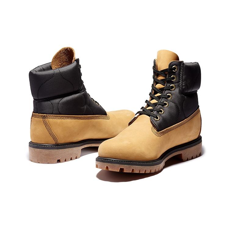 Timberland Premium 6 Inch Leather and Fabric Boots 'Wheat Nubuck with Black' Men's A2QZR