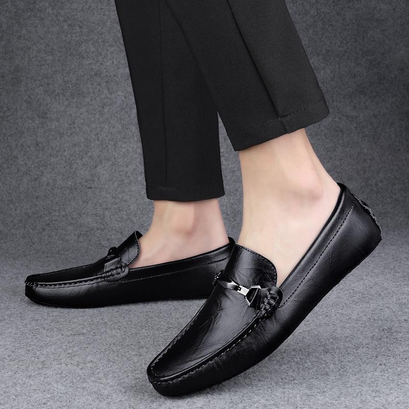 Fashion Elegant Man Slip-on Loafers Versatile Driving Footwear Men Comfy Moccasins Genuine Leather Men Shoes Classic Wedding Party Shoes