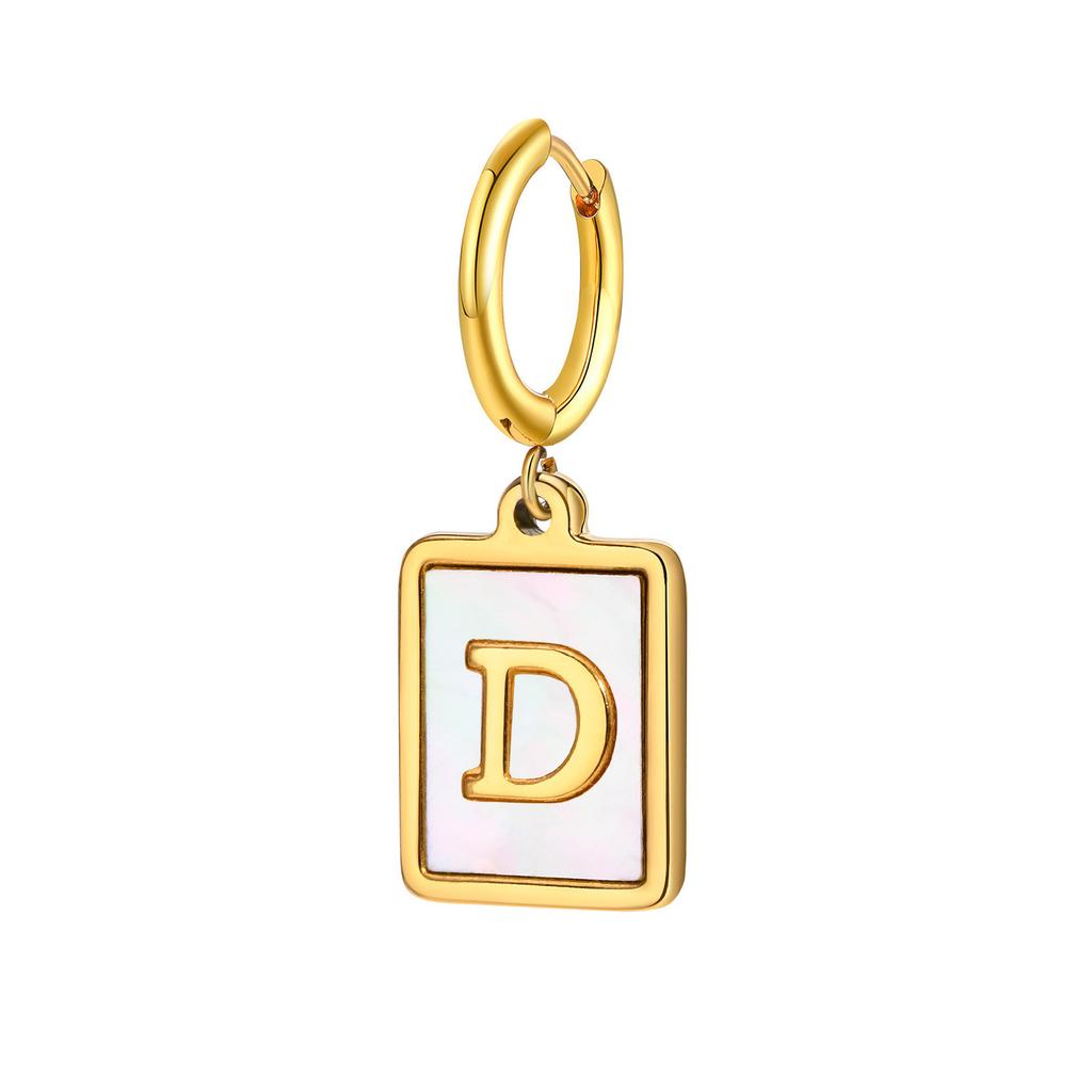 26 Letter Earrings Diy Stainless Steel Shell Letter C Earrings Gold Women'S Earrings, Jewelry Ed-637