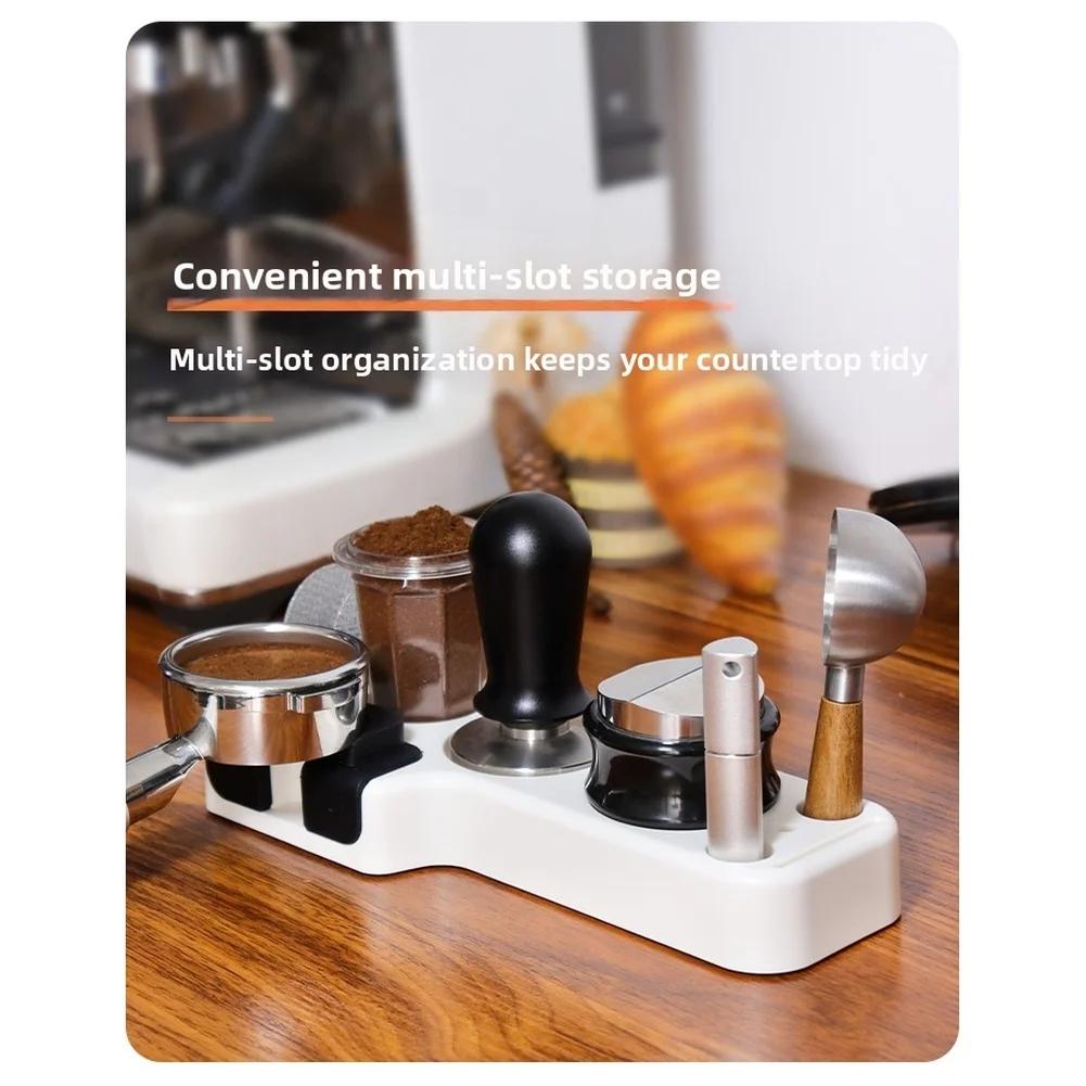 1 Set 25*11*4cm Kaffeetamper-Basis ABS Holz Espresso-Tamper-Basis 7 Siebträgerhalter Mit Mehrloch-Aufbewahrungszubehör