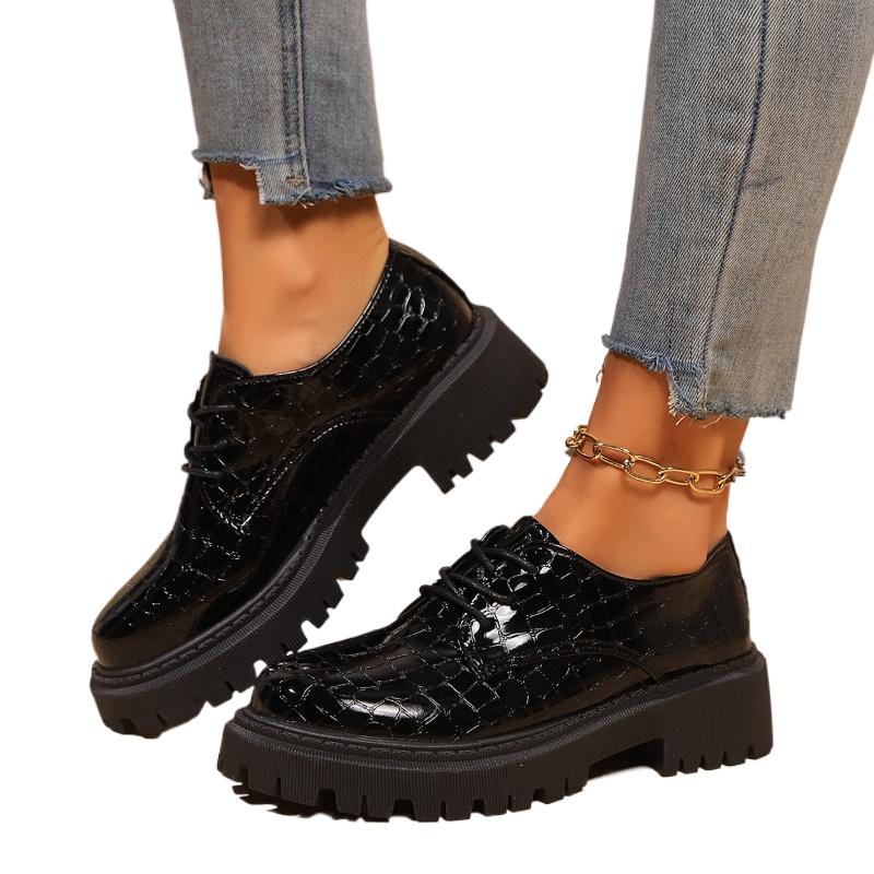 Plus Size 35-42 New Mary Jane Women's Shoes Thick Heel Thick Bottom Chain Single Shoes High Heels Women's Leather Shoes