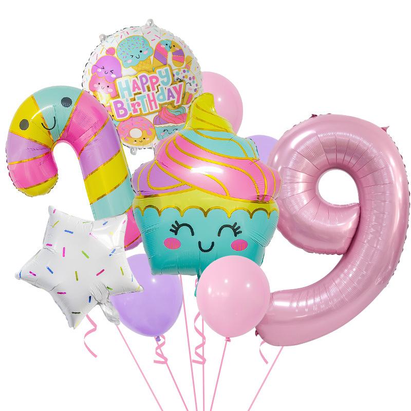 

Cute Ice Cream Candy Series Balloon Set Children S Birthday Party Birthday Photo Props Crutches Aluminum Mold Cane Candy Ice Cream Set 9