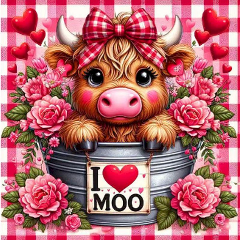 

Diy Алмазная мозаика Животное Корова Полная Алмазная Картина Цветок Стразы Картины Новая Коллекция Искусство Домашний Декор Full Round 20x20CM