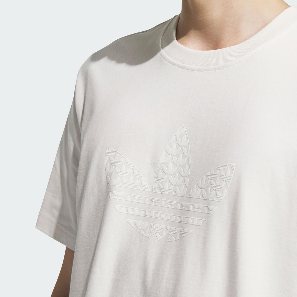 Adidas Originals Monogram Cotton Vintage Loose Fit Crew Neck Short Sleeve T-Shirt Men Tops White JX2628