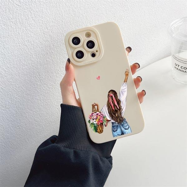 Fashion Girls Silicone Phone Case for iPhone 14 13 12 11 Pro Max Case for iPhone SE 2020 14 7 8 Plus XR X XS Soft Cover Fundas