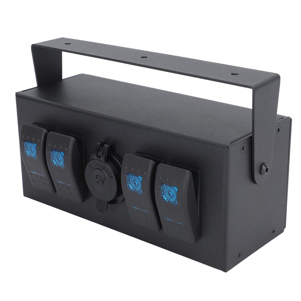 Toggle Rocker Switch Panel Versatile Fireproof Water Resistant 4 Gang Rocker Switch Box for Ships Yachts RVs Buses
