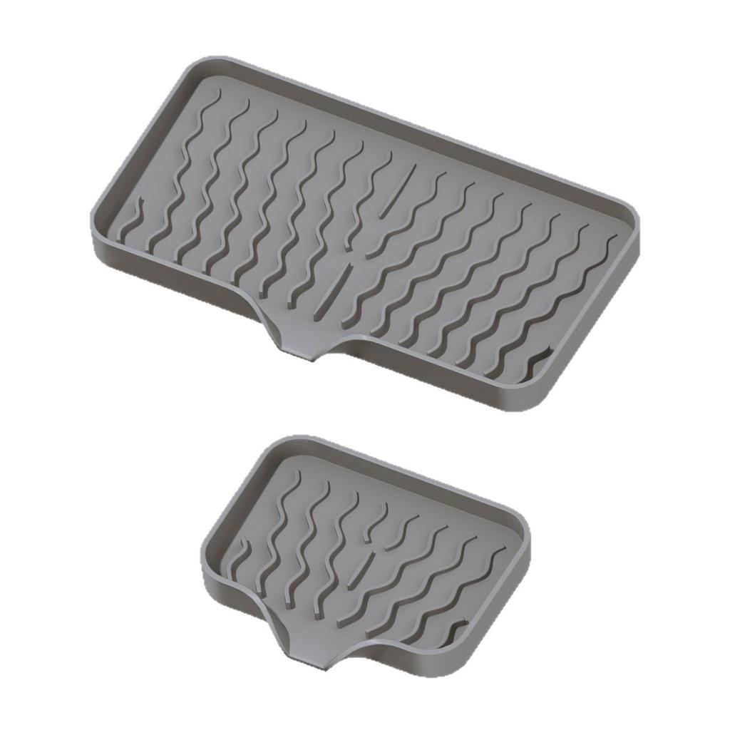 Wavy Pattern Silicone No-Drill Soap Dish & Drain Mat Rack