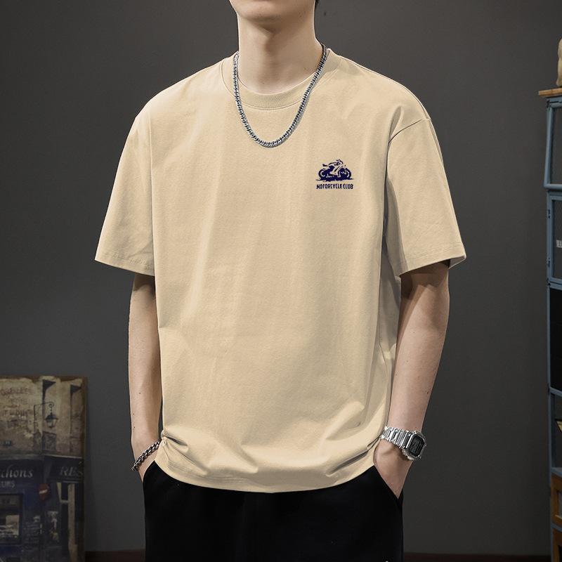 Short Sleeved Pure Cotton Men's Summer T-shirt Trendy Brand Letter Five Quarter Sleeve T-shirt Loose Oversized Summer