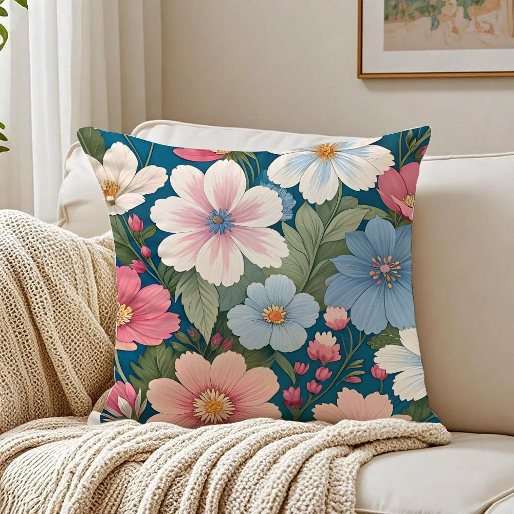 Bright And Elegant Single Printed Flowers Cushion Cover Pillowcase Antidustmite Living Room Sofa Decor Cushion Room