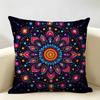 Darkcolored Mandala Floral Pattern Cushion Cover Durable Hypoallergenic Organic Linen Short Pillow Cover Washable